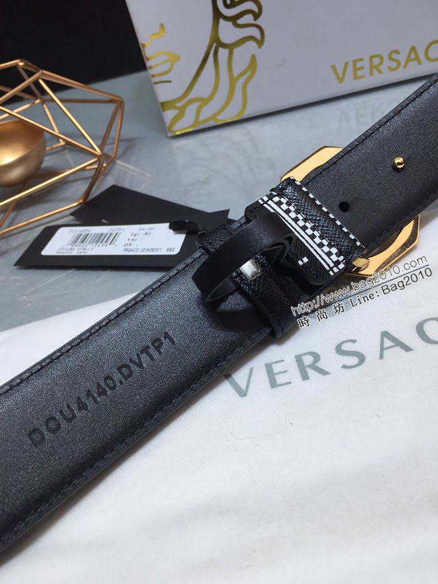 VERSVE高端男士皮帶 範思哲90s Vintage logo八邊形美杜莎腰帶扣皮帶  jjp1882